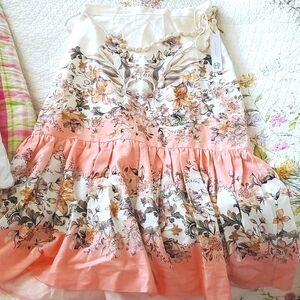 House of Harlow 1960 - Gardenia Summer Floral Midi Skirt with Seashells belt - M